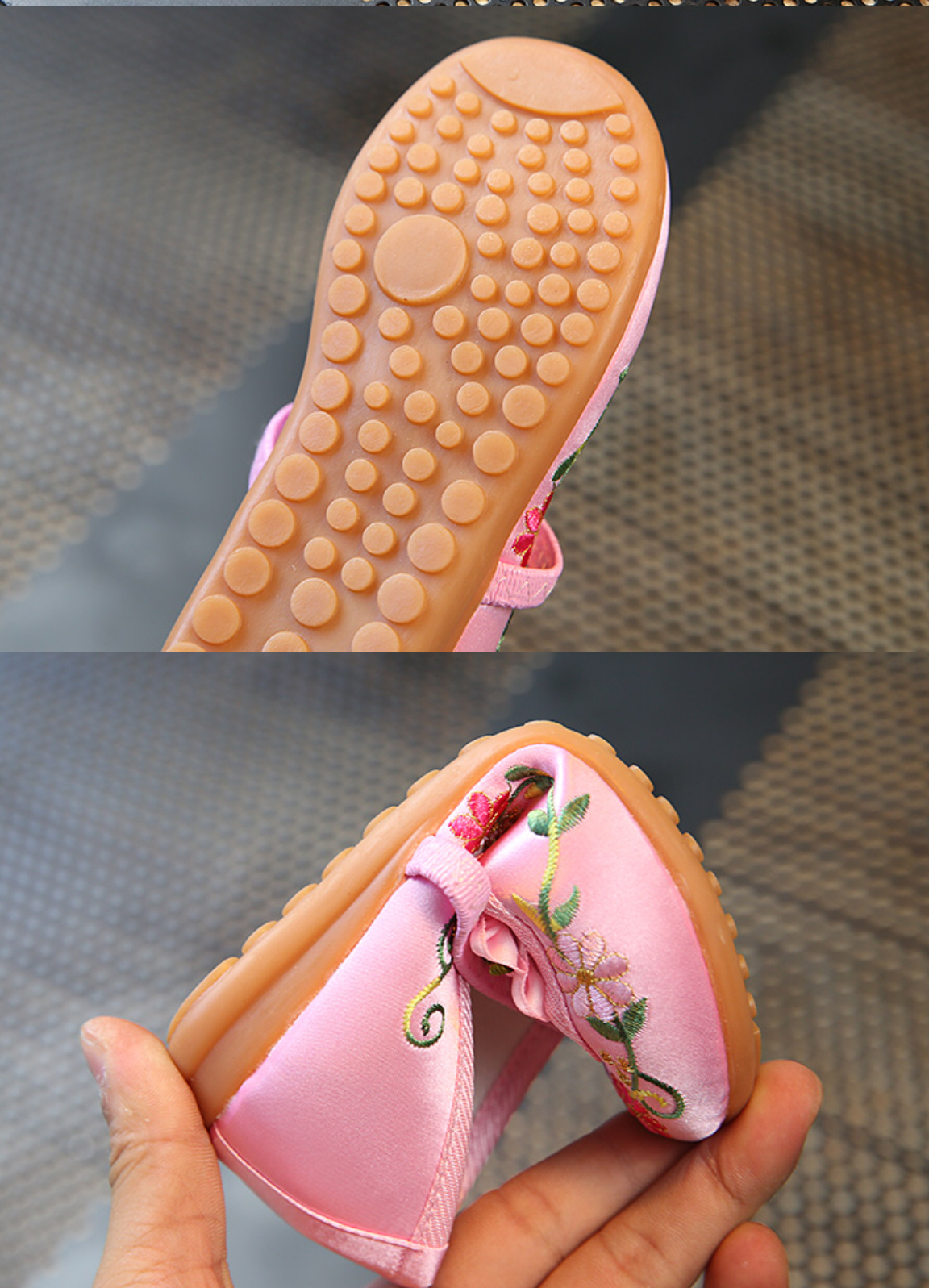 รองเท้า สไตล์จีน ของสาวน้อยสีชมพูอ่อน พร้อมส่ง