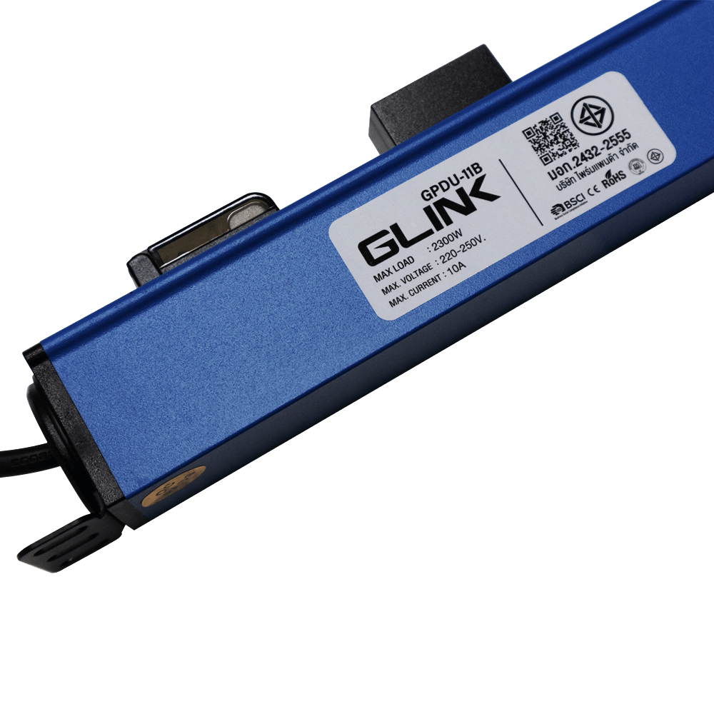 GPDU-11 BLACK / GPDU-11 BLUE รางปลั๊กไฟ 10ช่อง Surge Circuit Breaker 2m