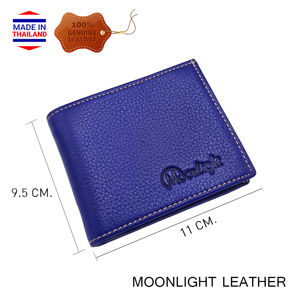 กระเป๋าสตางค์หนังแท้ สีน้ำเงิน เฮงๆ รับโชค ขอบกว้างใส่ตังค์ได้เป็นปึก ก้นไม่มีรู เงินทองไม่รั่วไหล มีกล่องเป็นของขวัญได้