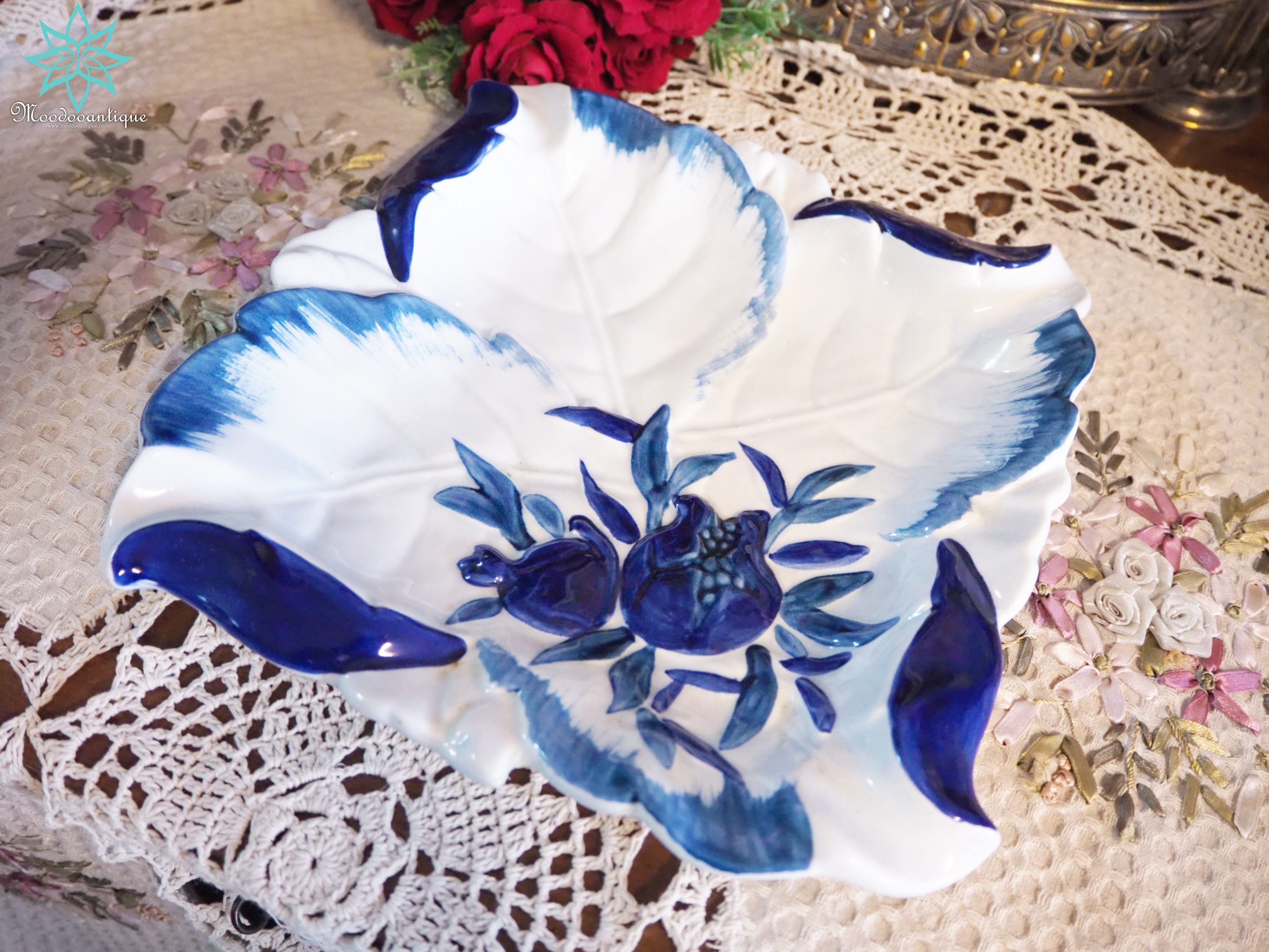 จานแอนทีค ลายทับทิม