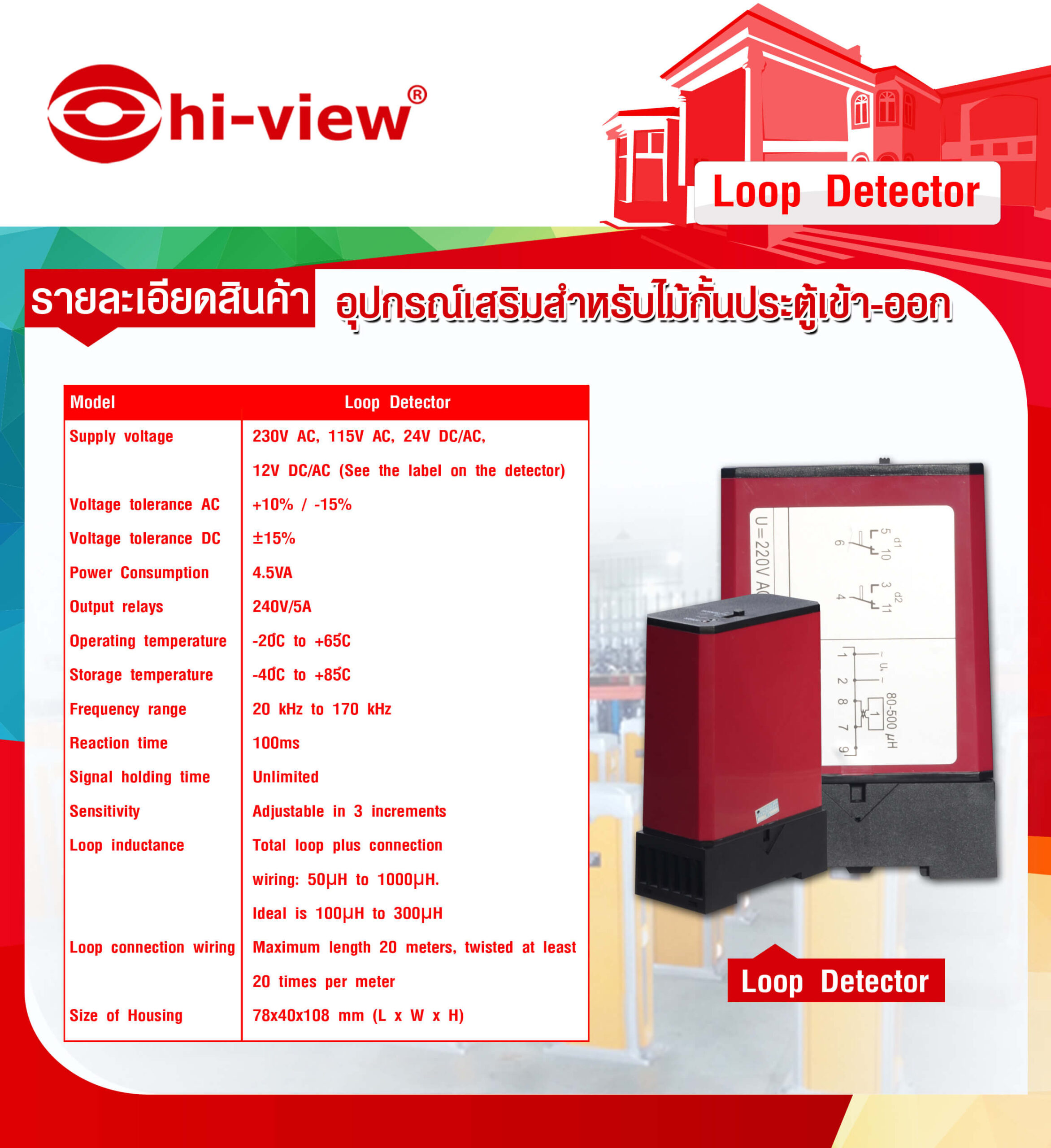 Loop Detector อุปกรณ์เสริมสำหรับไม้กั้นประตูเข้า-ออก Hiview