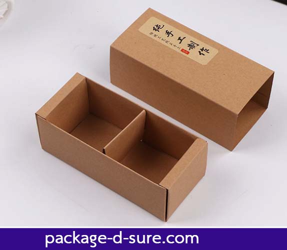 กล่องมาการองสั้น 2 ชิ้น 6.5x14.5x5.4 กระดาษคราฟ