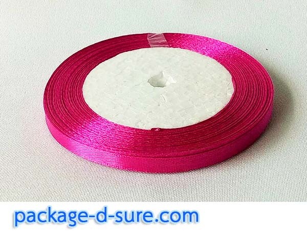 ริบบิ้นผ้า หน้ากว้าง 0.7 cm ยาว 22 m สีชมพูเข้ม