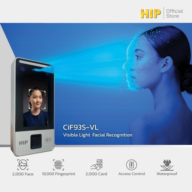 HIP เครื่องสแกนใบหน้า รุ่น CiF93S-VL รหัสสินค้า : CiF93S-VL-รองรับการอ่านบัตร Mifare 13.56 MHz