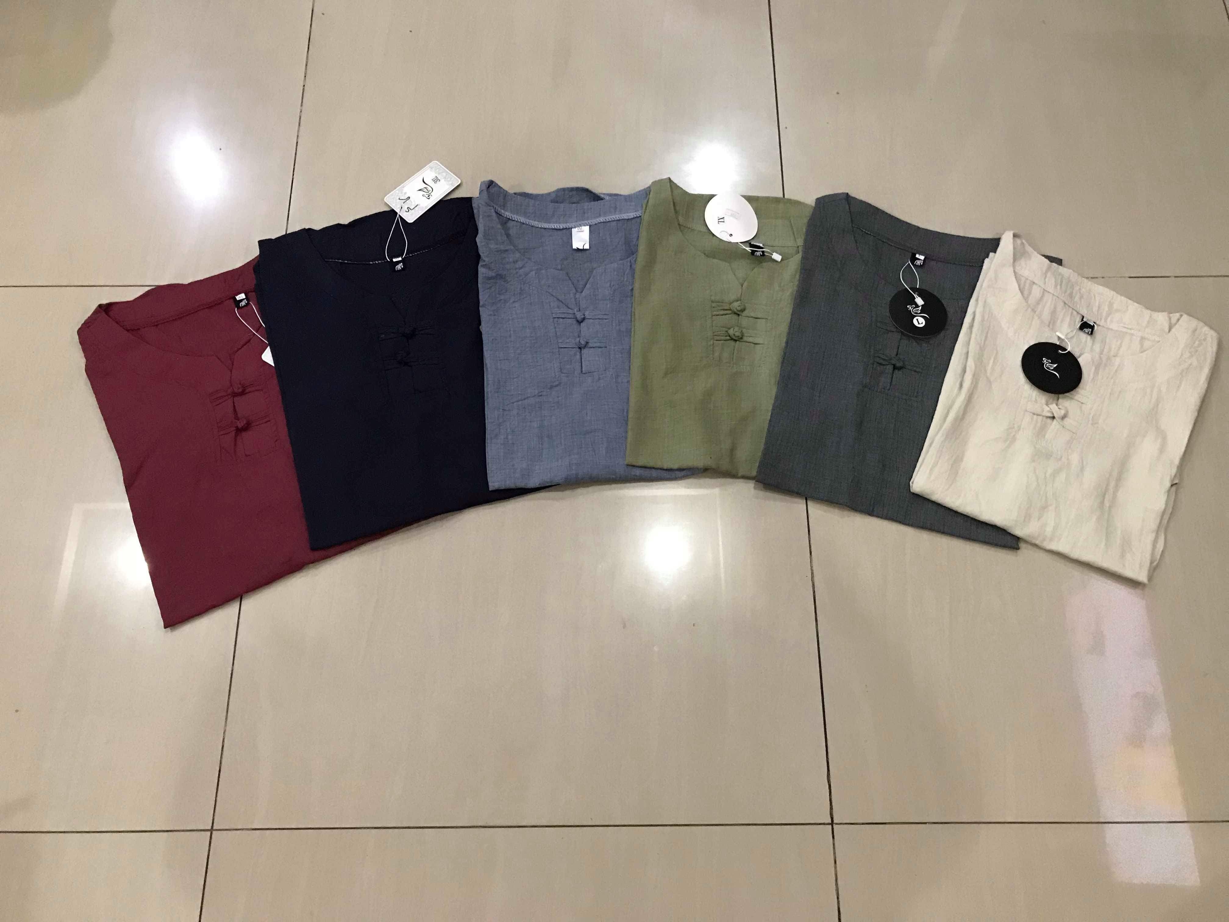 เสื้อจีนชาย ผ้าฝ้าย แขนสั้น สีแดง รหัส CT 32 สินค้าพร้อมส่ง