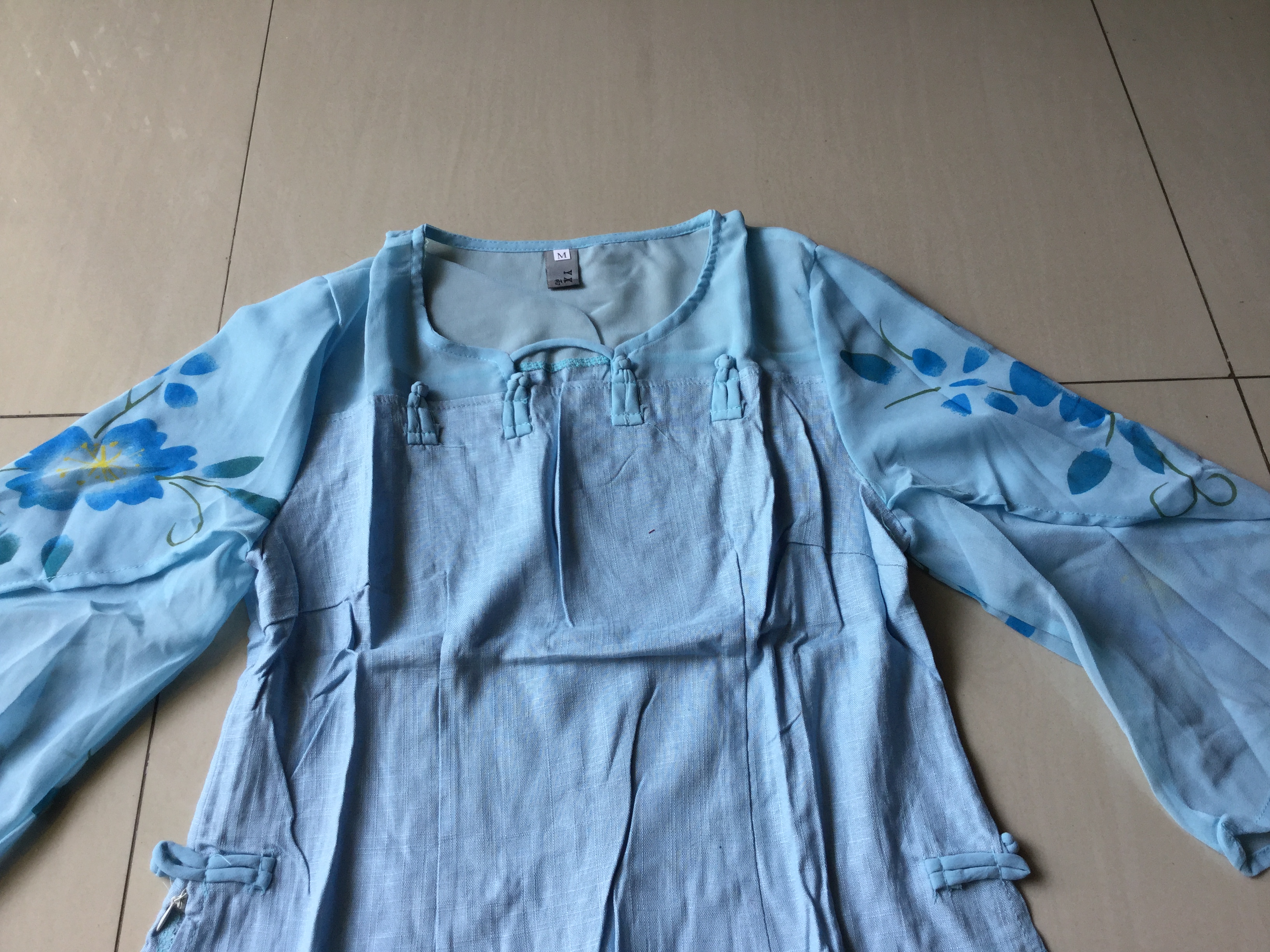 เสื้อผ้าฝ้าย สีฟ้า รหัสZ 50 สินค้าพร้อมส่ง