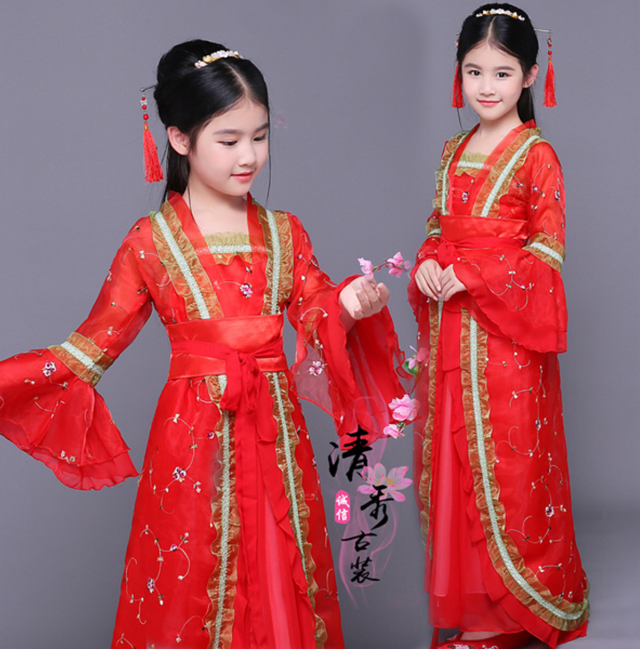 ชุดจีนเด็กฮั่นสีแดง รหัส VO110 สินค้าพร้อมส่ง