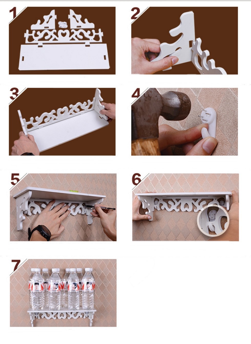 ชุดกรอบรูปติดผนัง White11+ชั้นวาง กรอบรูปไม้สีดำ 11 ชิ้น+ ชั้นวาง พร้อมรูปภาพตามแบบและวัสดุติดตั้ง