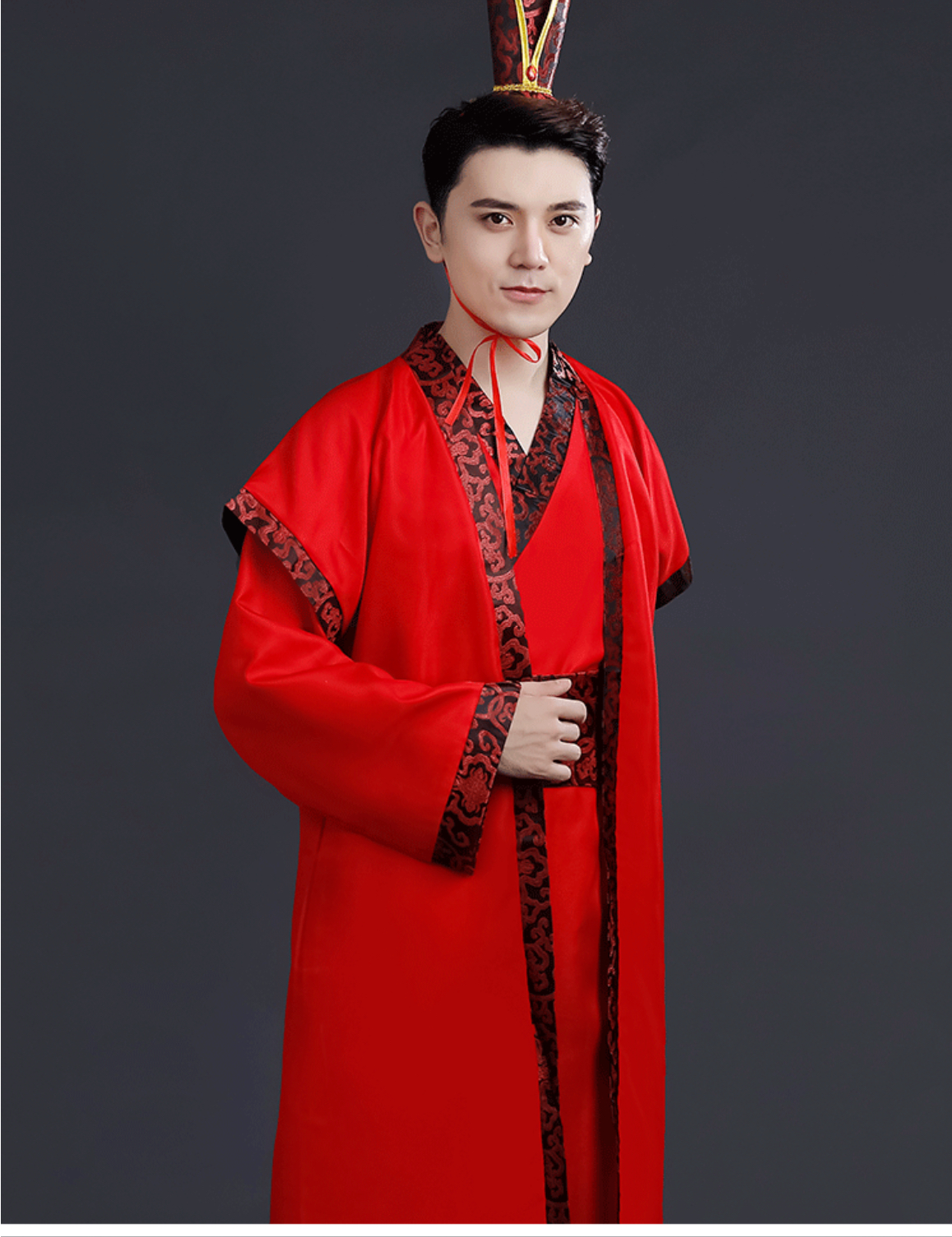 ชุดจีนฮั่น มีเสื้อคลุม สีแดง แขนกว้าง. รหัส.RW 58 สินค้าพร้อมส่ง