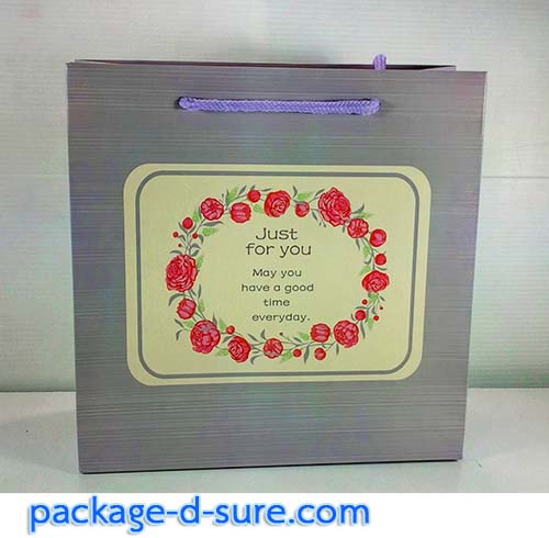 ถุงกระดาษหูหิ้ว สีม่วงเทา 20x20x8