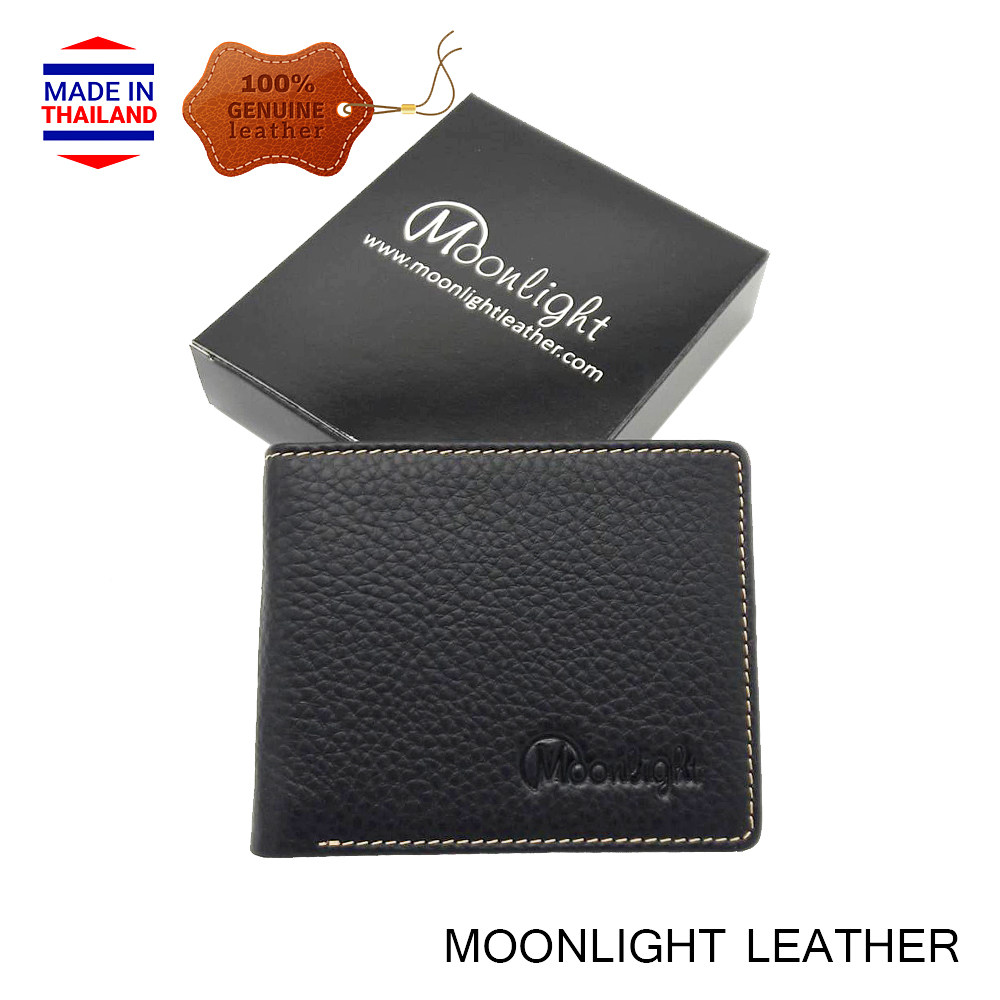 กระเป๋าสตางค์หนังวัวแท้ Moonlight รุ่น Junction ใส่แบงค์ได้ 3 ช่อง ใส่บัตรได้ 18 ใบ สีดำ สวย ทน นิ่ม มีกล่องให้