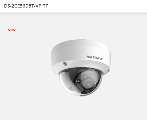 2 MP Ultra Low Light Vandal Fixed Dome Camera Hikvision DS-2CE56D8T-VPITF