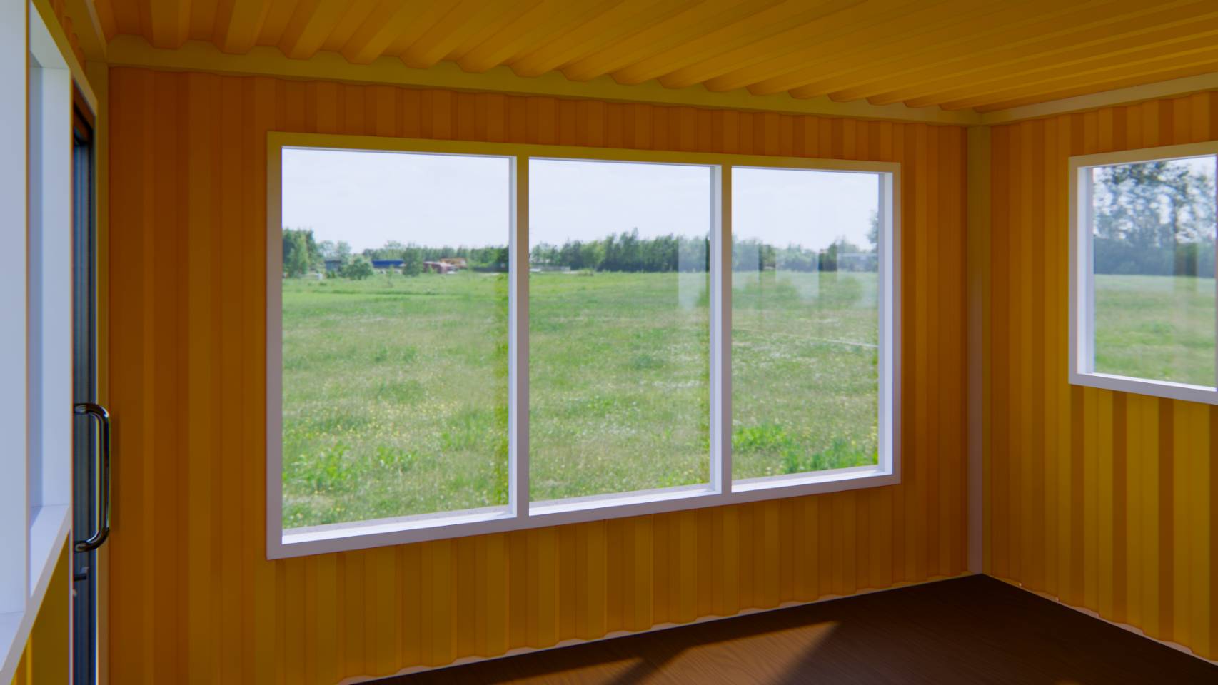 ตู้คอนเทนเนอร์ ร้านค้า ออฟฟิศขนาดเล็ก UC-K04 ขนาด 4เมตร * 4 เมตร * สูง 2.4 เมตร พร้อมพืนกระเบื้องยาง เลือกสีตู้ได้ *** รวมค่าขนส่งแล้ว