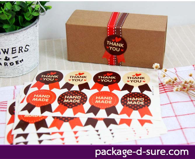 สติกเกอร์ ลายโบว์วงกลม Thank you 5 แผ่น 40 ดวง