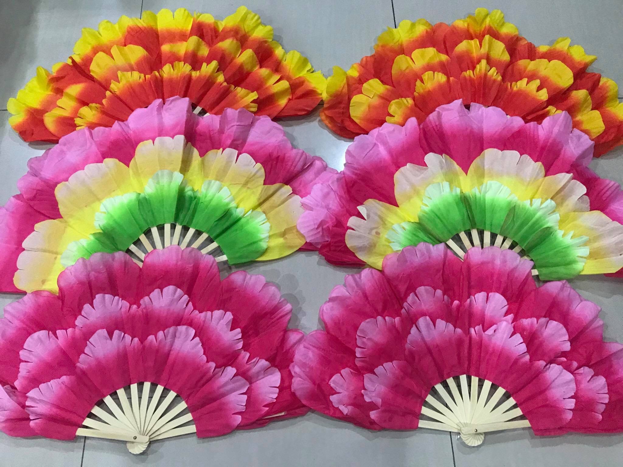 พัดแฟนซี กลีบบัว สีส้ม สินค้าพร้อมส่ง