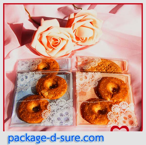 ล้างสต็อก//ถุงคุกกี้ แถบกาว 10x11 ลายโบว์ลูกใม้ขาว พื้นหลังสีฟ้าอ่อน แพ็ค 100 ใบ