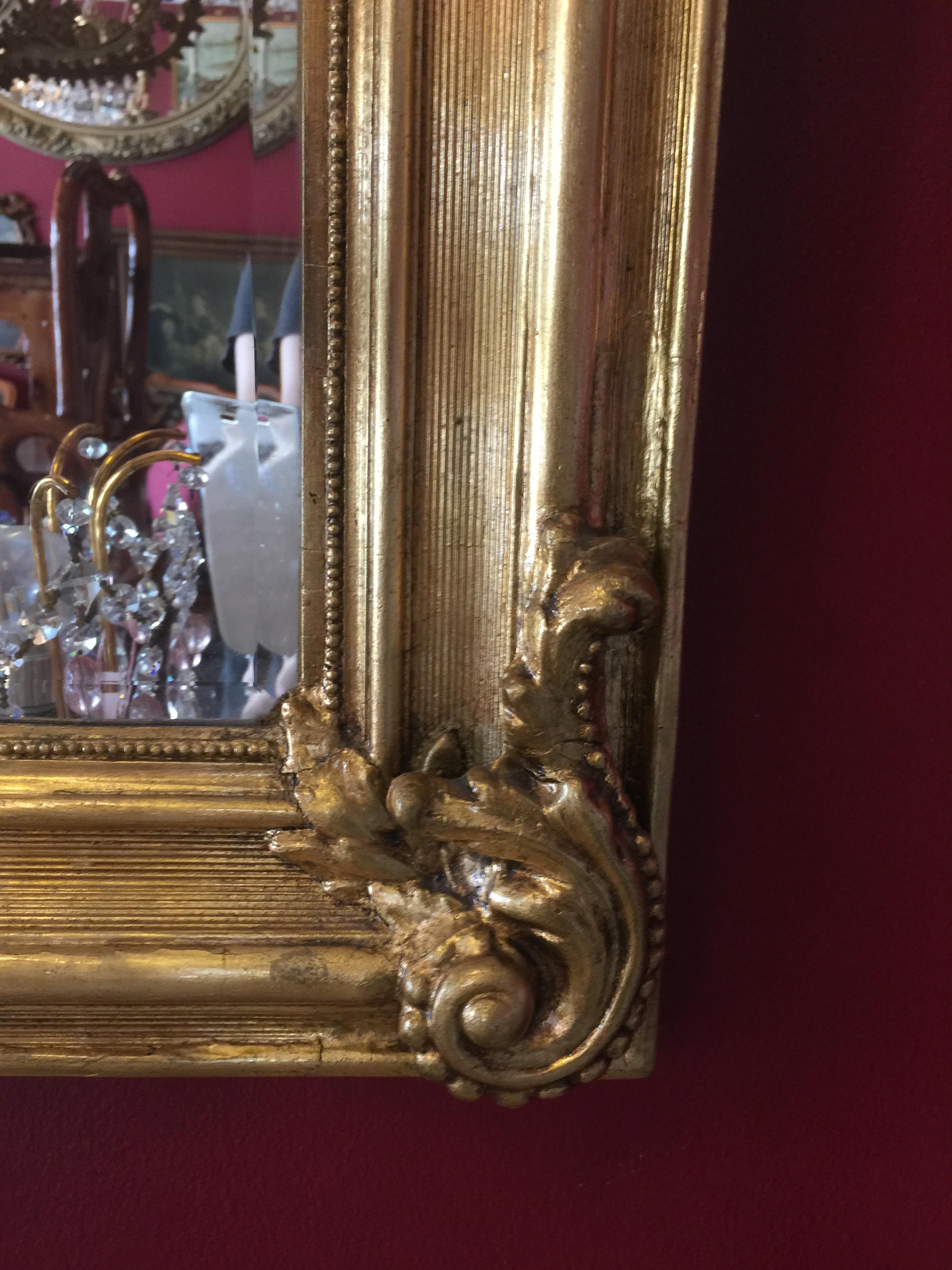 กระจกไม้แกะสลักสีทอง งานฝรั่งเศส