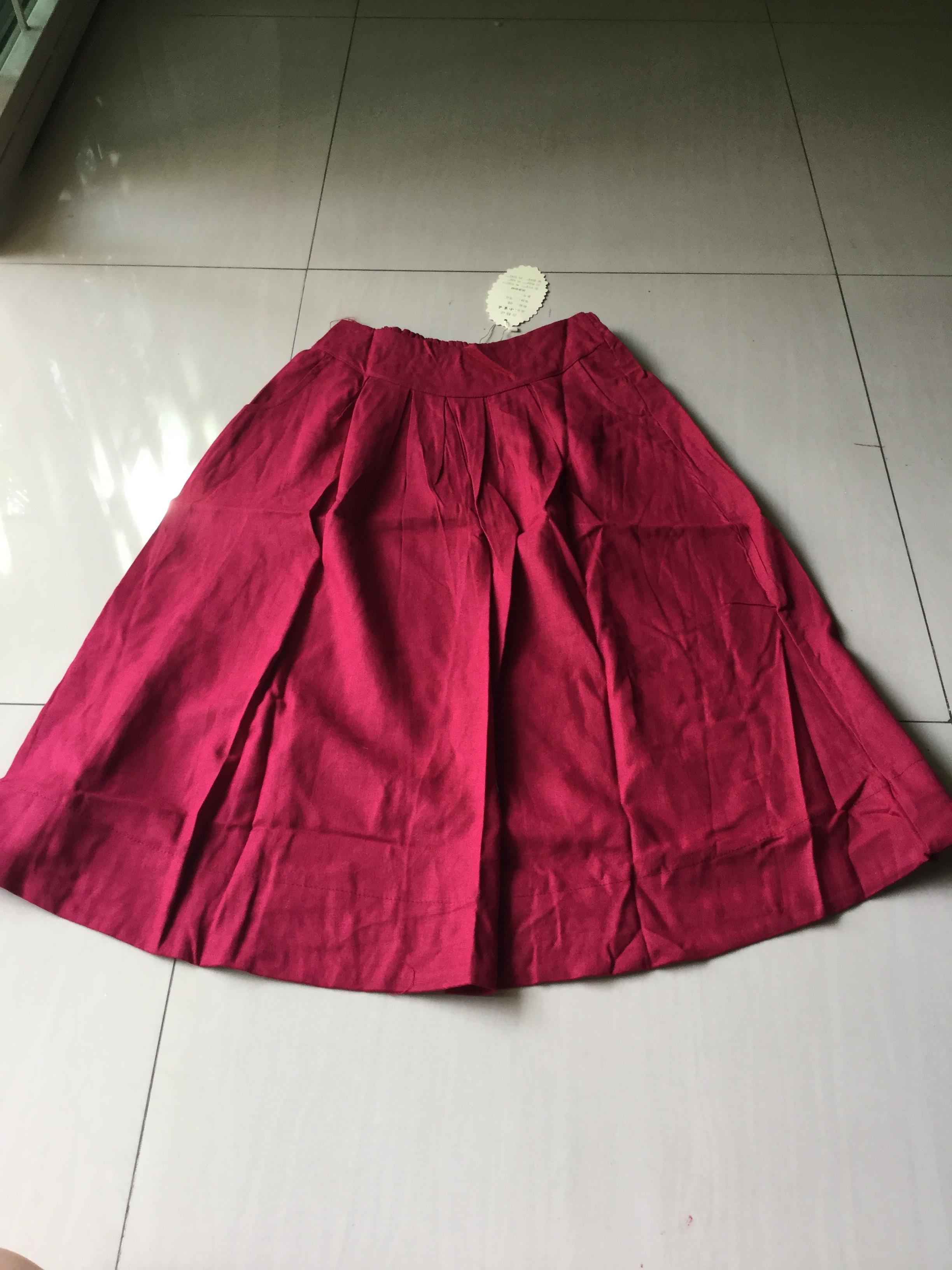 กระโปรงผ้าฝ้าย สีแดง / สีน้ำเงิน / สีเขียว รหัส H 38 สินค้าพร้อมส่ง