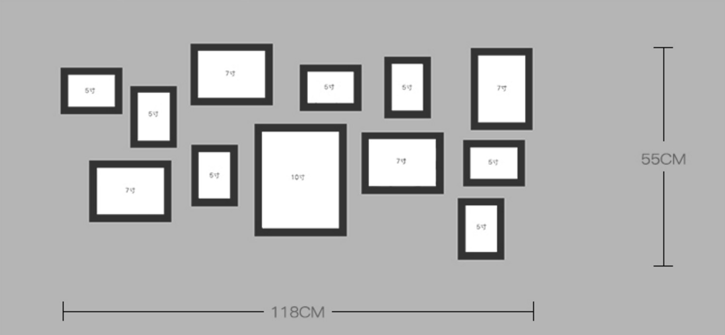 ชุดกรอบรูปติดผนัง White 12 กรอบรูปไม้สีขาว 12 ชิ้น พร้อมรูปภาพตามแบบและวัสดุติดตั้ง