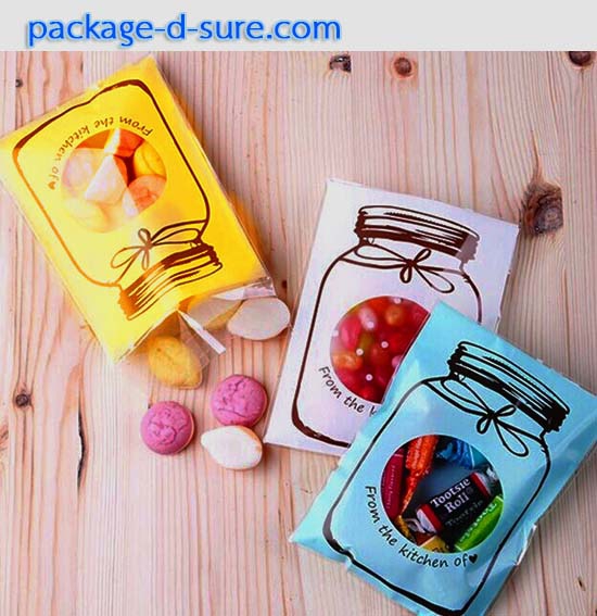 ถุงคุกกี้ แถบกาว 7x10 ลายขวดโหล สีชมพู แพ็ค 100 ใบ