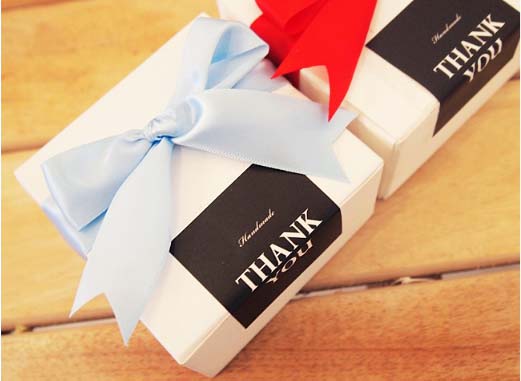 สติกเกอร์ THANK YOU สี่เหลี่ยมผืนผ้า สีดำ แพ็ค 6 แผ่น 54 ดวง