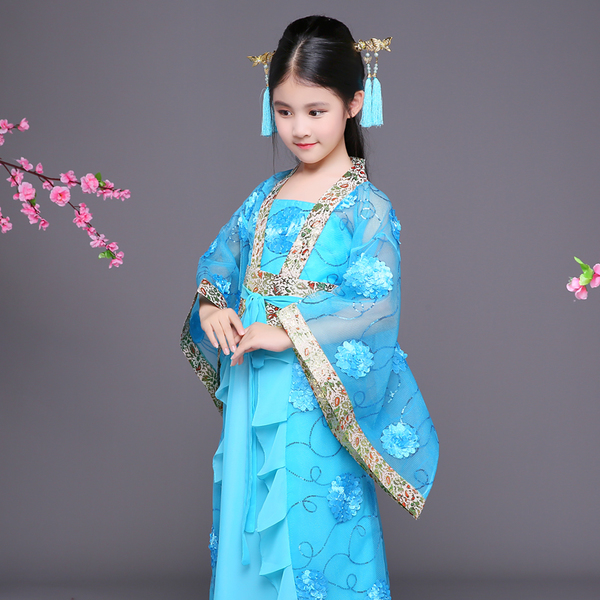 ชุดเด็กหญิงราชวงค์ถัง สีฟ้า. รหัส BP 90 สินค้าพร้อมส่ง