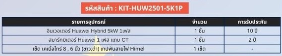 เซ็ต อินเวอร์เตอร์ 5kW 1 เฟส KIT-HUW2501-5K1P Huawei