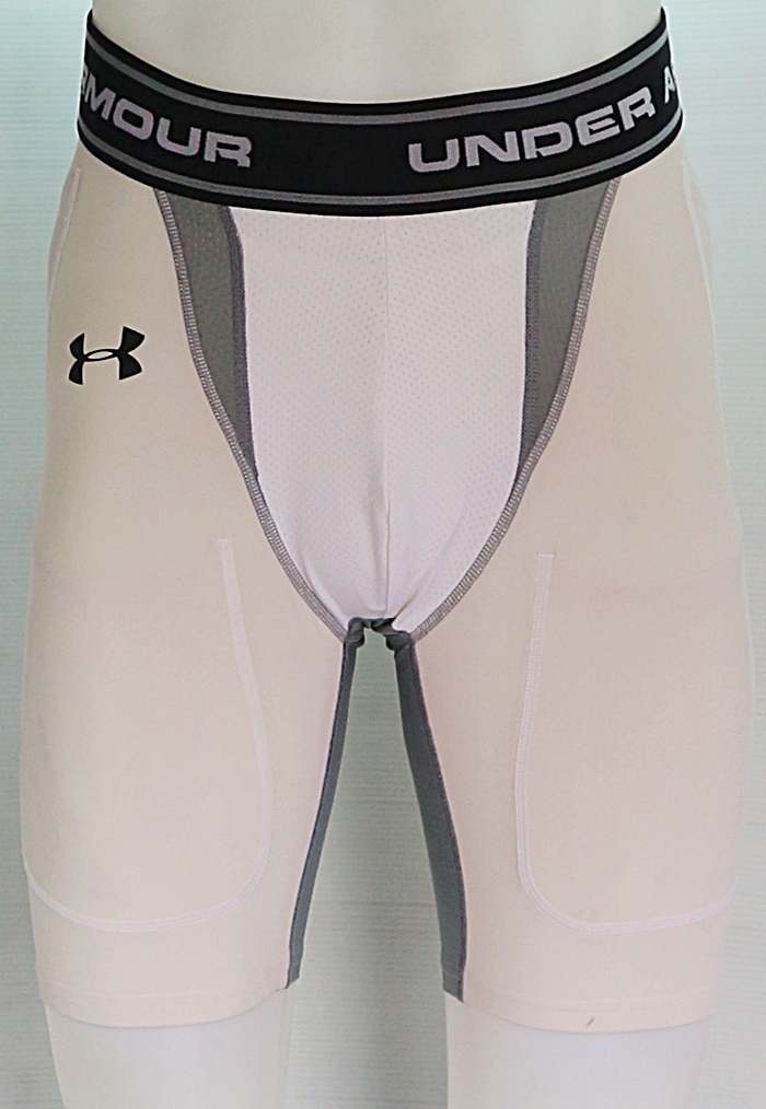 กางเกงรัดกล้ามเนื้อ UNDER ARMOUR สีขาวแถบเทา ไซส์ M