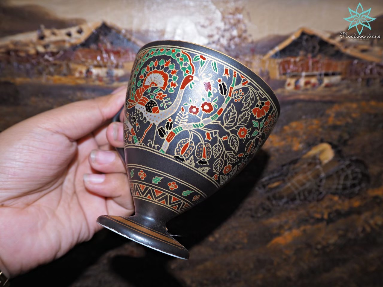 ชุดกาแฟเพ้นท์ลายนกยูง Japan