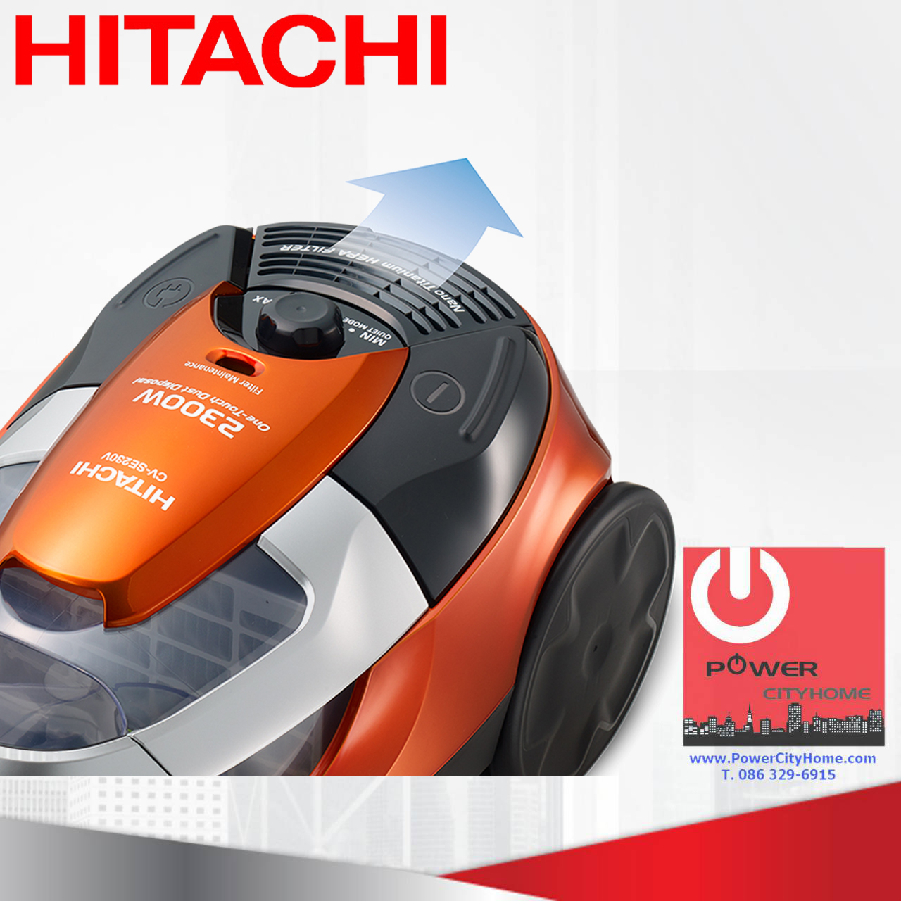 เครื่องดูดฝุ่นแบบกล่อง ไซโคลน (2 ลิตร) ฮิตาชิ 2,300 วัตต์ รุ่น CV-SE230V