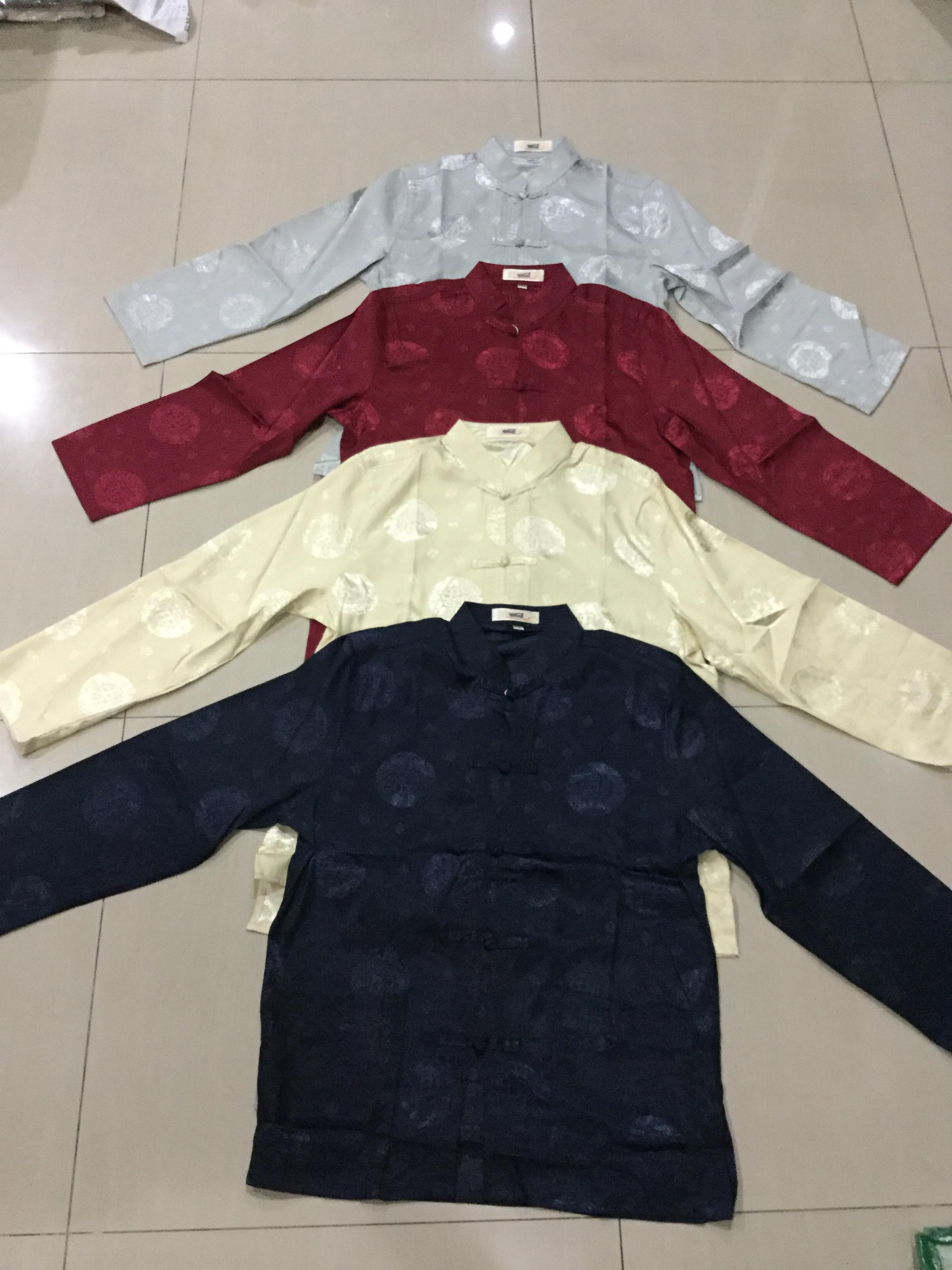 เสื้อจีนชาย ผ้าไหมสีแดง F55 สินค้าพร้อมส่ง