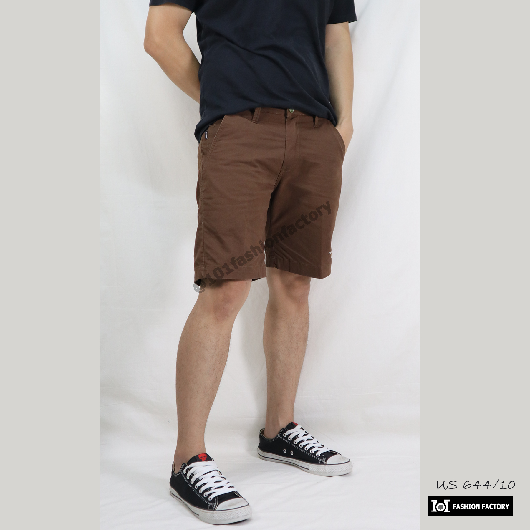 กางเกงขาสั้น No.644/ุ10 ขอบเอวยางด้านหลัง ส่วมง่าย มีสไตล์ สีนำ้ตาล | PHUMIYER