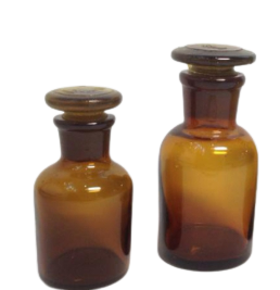 ขวดรีเอเจ้นท์สีชาปากแคบ+จุกแก้ว amber Reagent glass bottle Narrow mount