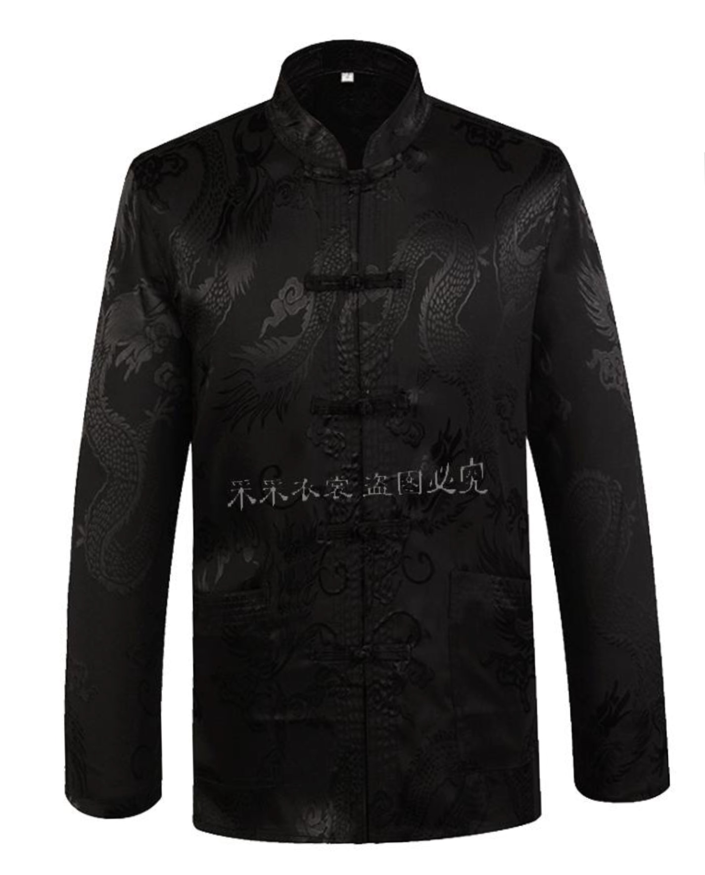 เสื้อคอจีนผู้ชายสีดำลายมังกร. แขนยาว รหัส JC 58พร้อมส่ง