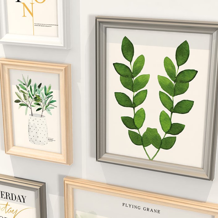 ชุดกรอบรูปติดผนังบันได Stairway18 (Fresh) กรอบรูปไม้ 17 ชิ้นพร้อมภาพตามแบบ + รูปแคนวาส 1 ชิ้น และวัสดุติดตั้ง