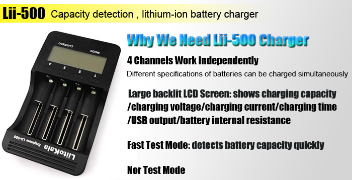 เครื่องชาร์จถ่าน Lii-500 แบบ 4 ก้อนพร้อมหน้าจอแสดงสถานะ