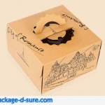 กล่องเค้ก 6 นิ้ว 1 ปอนด์ 21x21x15.5 หูหิ้ว กระดาษคราฟ ลาย city of romance