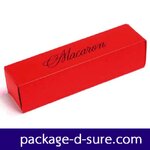 โปรโมชั่น//กล่องมาการอง 6 ชิ้น 5.4x20.5x5.3 สีแดงสด ลายเซ็นต์ macaron