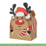 กล่องหูหิ้วเล็ก สีน้ำตาล 11x8.5x8 ลายกวางเรนเดียร์