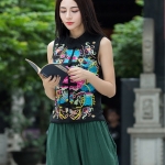 เสื้อแขนสั้นผ้าฝ้ายลายดอก เนื้อดี ใส่สบาย รหัสFZ 79 สีดำ