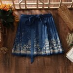 กระโปรงหม่าเมี่ยนสั้น สีน้ำเงิน รหัส S07