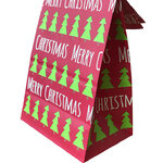 โปรโมชั่น//ถุงกระดาษสีแดงแบบฐานตั้ง 13x24+8 ลายต้นคริสมาส แพค 5 ใบ