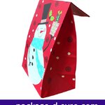 โปรโมชั่น//ถุงกระดาษสีแดงแบบฐานตั้ง 13x24+8 ลาย snowman แพค 5 ใบ