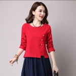 เสื้อผ้าฝ้าย เนื้อดี ใส่สบาย รหัส SY 48 สีแดง