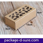 โปรโมชั่น//กล่องมาการองแบบสั้นคราฟ ใส่ 4 ชิ้น ลายฉลุ 5.8x12.8x4