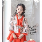 เดรส+เสื้อคลุมสีส้ม ผ้าฝ้ายผสมลินิน. รหัส HF89 สินค้าพร้อมส่ง