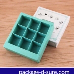 โปรโมชั่น//กล่องช็อคฯ 9 ช่อง 14.2x13.2x4 ฝาครอบบน พิมพ์ลายขนม สีเขียวมิ้นต์