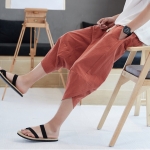 กางเกง ผ้าลินิน สีส้ม รหัส TR 49 สินค้าพร้อมส่ง