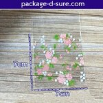 ล้างสต็อก//ถุงคุกกี้ แถบกาวใส 7x7 ลายดอกกุหลาบชมพู-ขาว แพ็ค 100 ใบ