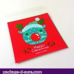 โปรโมชั่น//ถุงคุกกี้มีแถบกาว 10x10 ลายกวางคริสต์มาส สีแดง แพ็ค 100 ใบ